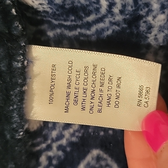 Nordstrom BP Faux Shearling Plush Fleece Blue Bandana Paisley Print Jacket Med - Picture 9 of 15